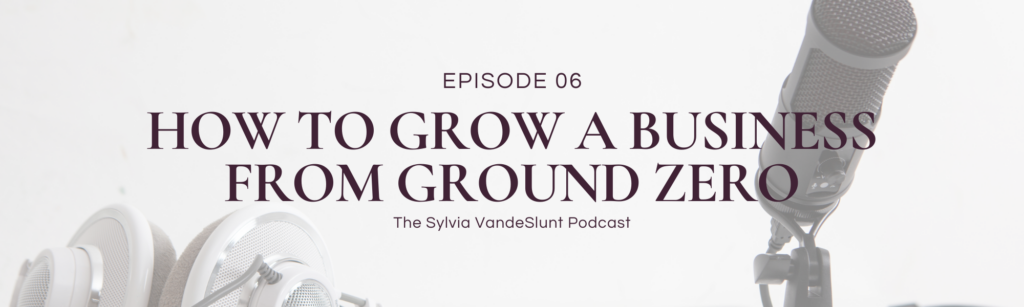 Header image for blog post. Says "Episode 06 - How to Grow a Business from Ground Zero - The Sylvia VandeSlunt Podcast"