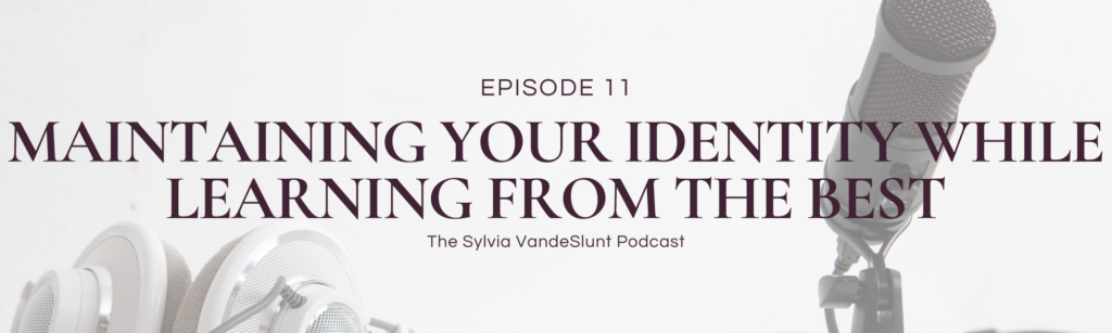 Header image for blog post. Says "Episode 11 - Maintaining Your Identity in Business While Learning from the Best - The Sylvia VandeSlunt Podcast"